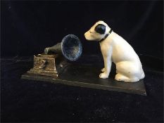 A Cast Iron HMV Dog with gramophone