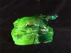 A Green glass Bull