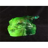 A Green glass Bull