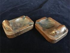 Two 'Mouseman' Ashtrays