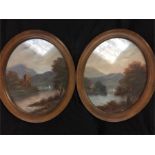 A pair of oval oil paintings