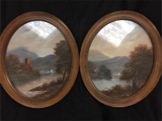 A pair of oval oil paintings