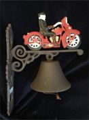 A Cast Iron Motorbike themed bell