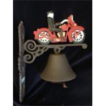 A Cast Iron Motorbike themed bell