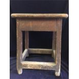 A Victorian stool from Windsor Castle dated 1891, stamped with VR and from room 566