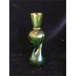 Kralik green iridescent twisted vase circa 1900 18 cm high