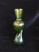 Kralik green iridescent twisted vase circa 1900 18 cm high