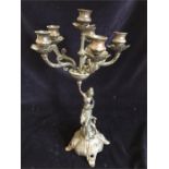 A spelter six prong candlestick