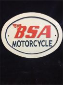 A Cast Iron BSA sign