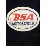 A Cast Iron BSA sign