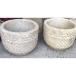 A pair of garden stoneware Mayan pots