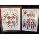 Two Framed Grenadier Guard pictures celebrating the presentation of colours in May 1978