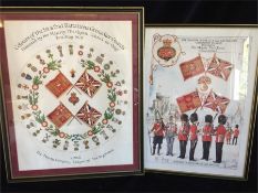 Two Framed Grenadier Guard pictures celebrating the presentation of colours in May 1978