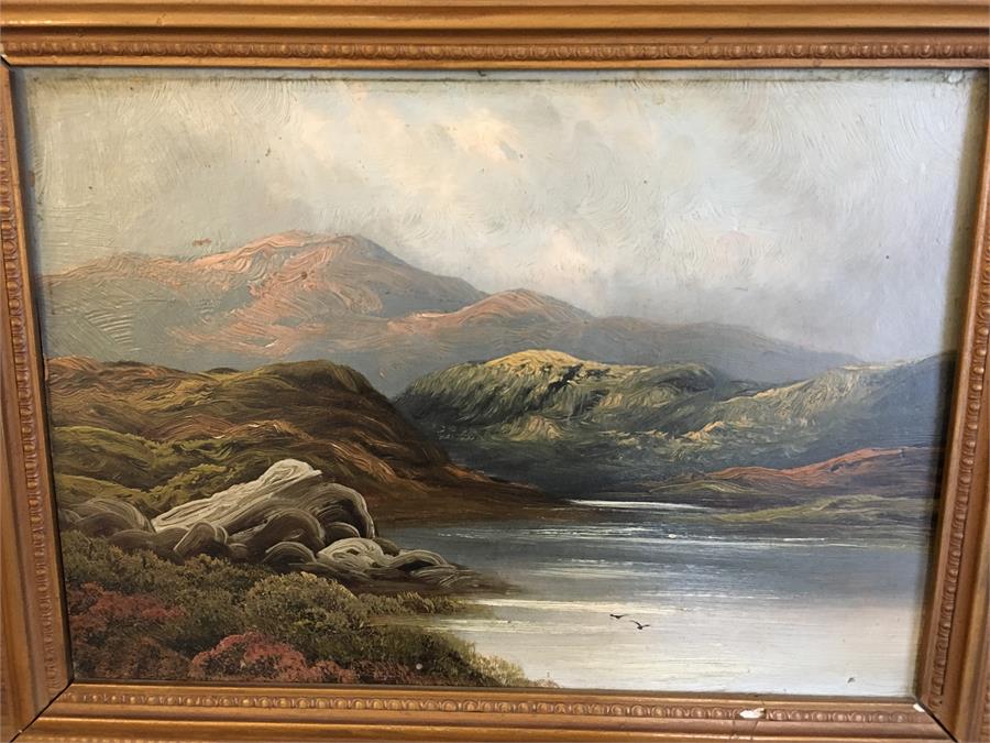 An oil on board of a highland scene - Image 2 of 2