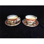 A Pair of Imari Tea Cups and Saucers