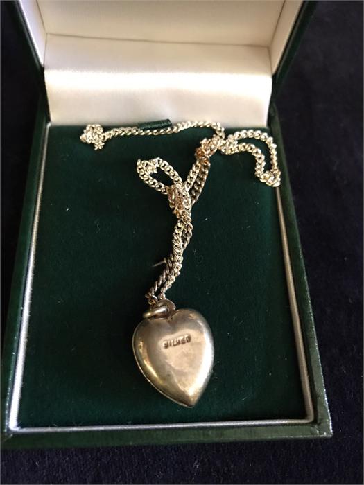 Two boxed silver chains, one with a heart locket and a silver bangle - Image 3 of 3