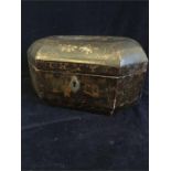 An Oriental Papier Mache tea caddy