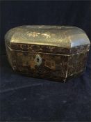 An Oriental Papier Mache tea caddy