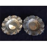 A pair of hallmarked silver dishes