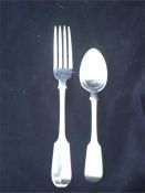 A hallmarked silver fork and spoon (127.4g)