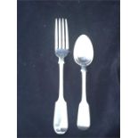 A hallmarked silver fork and spoon (127.4g)