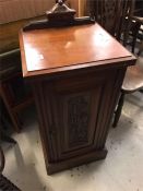 Small Cupboard or pot cupboard with shelf inside and carved door