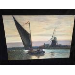 A watercolour of an Essex Wherry by Charles Mayes Wigg 1889-1969