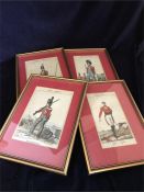 A set of four military coloured etchings
