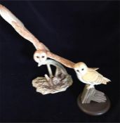 Two Border Fine Arts figures of Owls A26083 and 131532, handpainted.