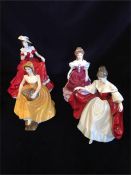 A selection of four chine figurines by Royal Doulton and Coalport