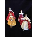 A selection of four chine figurines by Royal Doulton and Coalport