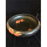 Oriental three footed bowl with goldfish decoration.