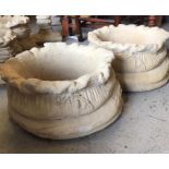 A pair of Garden stoneware sack planters, large