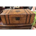 A large work box with inlay, damage to rear bottom veneer.