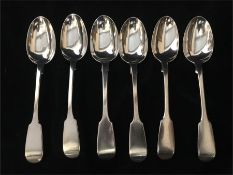 Six silver spoons hallmarked London 1853 (314g)