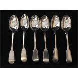 Six silver spoons hallmarked London 1853 (314g)