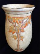 A Charlotte Rhead Vase, Crown Ducal Golden leaves pattern.