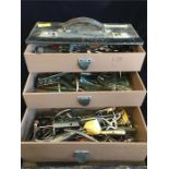 A Surgeons case containing a wide variety of medical instruments, some Vintage.
