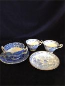 Two Spode teacups and saucers