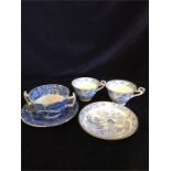 Two Spode teacups and saucers