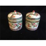 A pair of hand painted Chinese pots