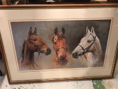 A framed print of Desert Orchid, Arkle and Red Rum by S L Crawford