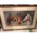 A framed print of Desert Orchid, Arkle and Red Rum by S L Crawford