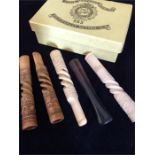 A selection of Antique, cheroot holders in worked ivory and bone.