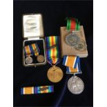 Lieutenant Power war Medal and Victory Medal with a mention in dispatches, miniatures and ribbon bar