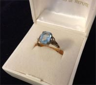 A 9ct gold Aquamarine ring.