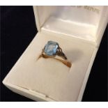 A 9ct gold Aquamarine ring.