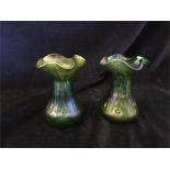 A Pair of Loetz Crete Rusticana iridescent glass vases c.1900 Height 11 cm