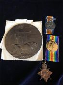 Herbert Thornton Burkinshaw War Medal, Victory Medal 1914/1915 star and death plaque