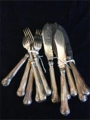 A set of silver handled fish knives and forks